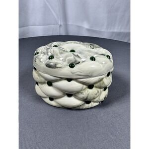 Vintage 1960s Holland Mold Ceramic‎ Quilted-Look/Marbled Trinket Box